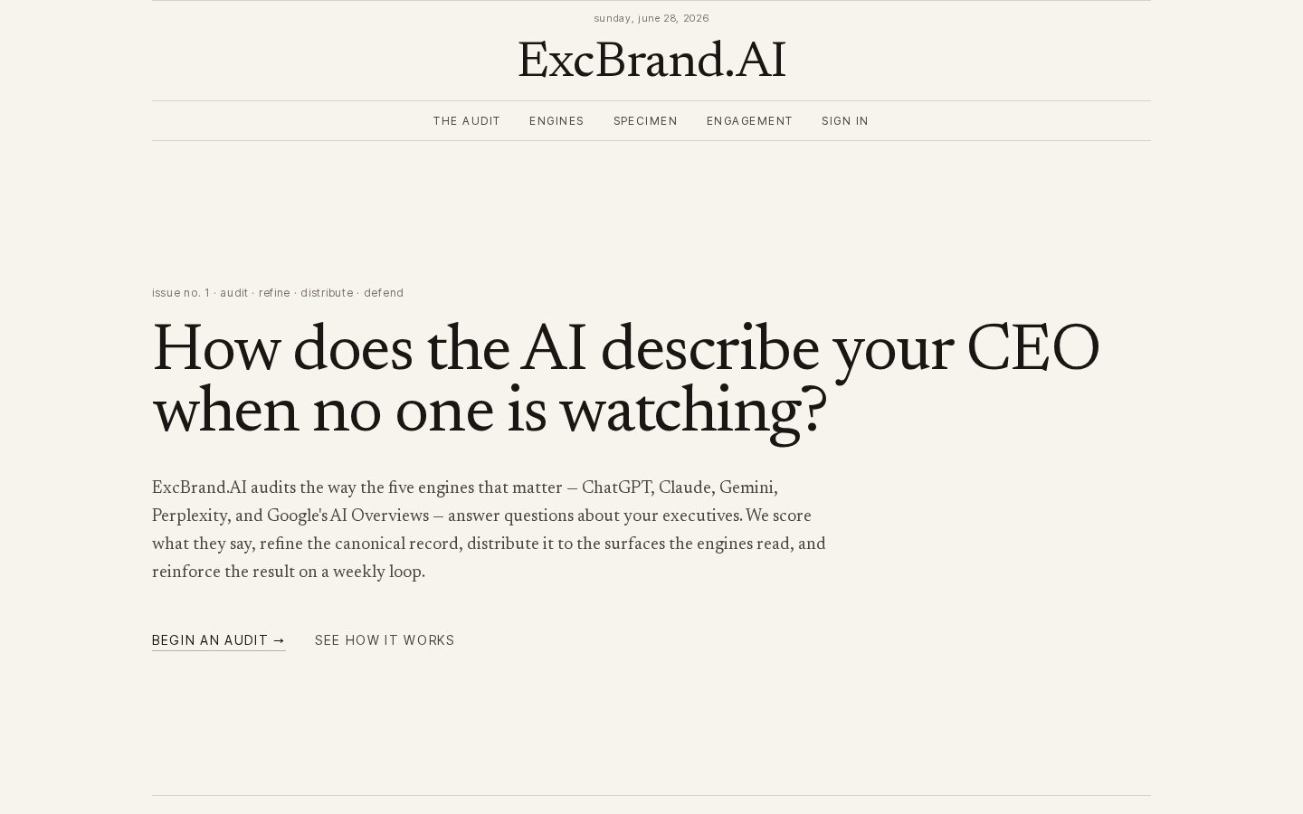 ExcBrand.ai homepage preview