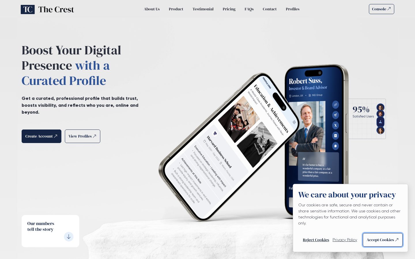 TheCrest.ai homepage preview